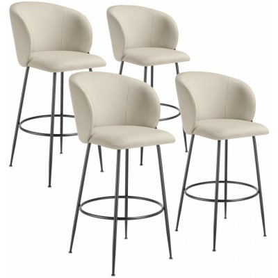 Tectake 405862 luana samet krémová / černá 4 ks – Zboží Mobilmania