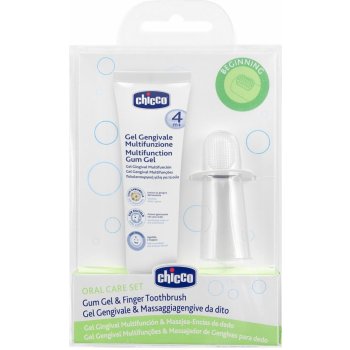 Chicco Oral Care gel na dásně s masážním kartáčkem 4 m+ (Sanitising Action in the Oral Cavity,Soothes Baby's Gums) 30 ml