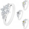 Prsteny Šperky eshop prsten stříbrné třpytivý zirkonový kvítek s barevným středem R44.15 Černá