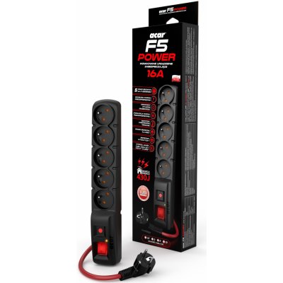 Premiumcord Acar F5 ppacarf5-5power 5 zásuvek černý – Sleviste.cz