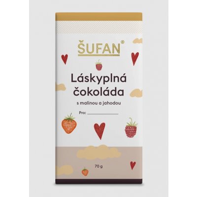 Šufan Láskyplná čokoláda s malinou a jahodou 70 g – Sleviste.cz