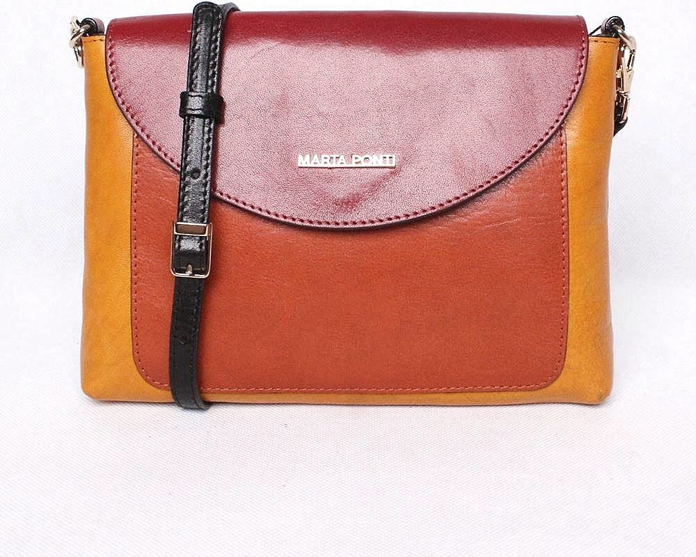 Marta Ponti luxusní vícebarevná dámská kožená crossbody kabelka A16