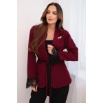 Kesi dámské sako ART8759 s páskem a krajkovým zakončením rukávů Bordó – Zboží Dáma
