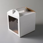 Cake star dortová krabice pevná bílá s okénkem (25,4 x 25,4 x 25,4 cm) – Zboží Dáma