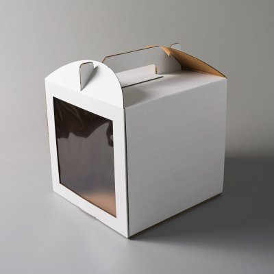 Cake star dortová krabice pevná bílá s okénkem (25,4 x 25,4 x 25,4 cm) – Zboží Dáma