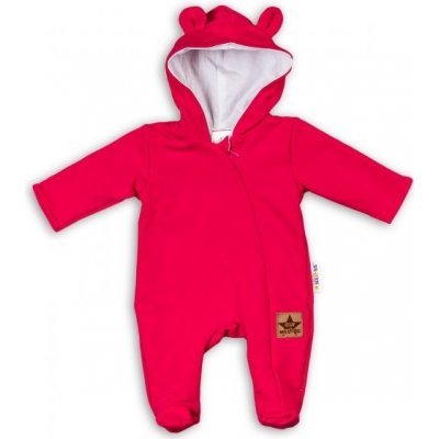 Baby Nellys Kojenecký teplákový overal s kapucí Teddy malinový – Hledejceny.cz