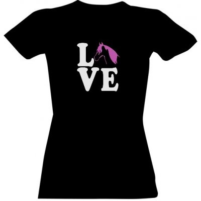 Tričko s potiskem Love láska ke koním Černá – Zboží Mobilmania