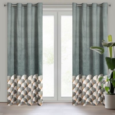 Takoy DESIGN 91 Sametový závěs GINA s potiskem vějířů-HF-387295 | 140 x 250 cm – Hledejceny.cz