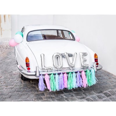 PartyDeco Set dekorací na auto Stříbrný LOVE – Sleviste.cz