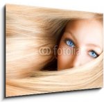 Skleněný obraz 1D - 100 x 70 cm - Blond Girl. Blonde Woman with Blue Eyes Blond Dívka. Blondýnka s modrými očima – Hledejceny.cz
