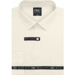 AMJ pánská košile dlouhý rukáv prodloužená délka slim fit VDPS002 smetanová s vytkávaným vzorem – Hledejceny.cz