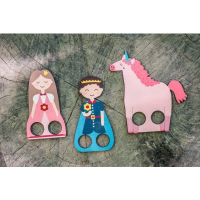 BeWooden Loutkové prstové divadlo princ princezna jednorožec – Zboží Dáma