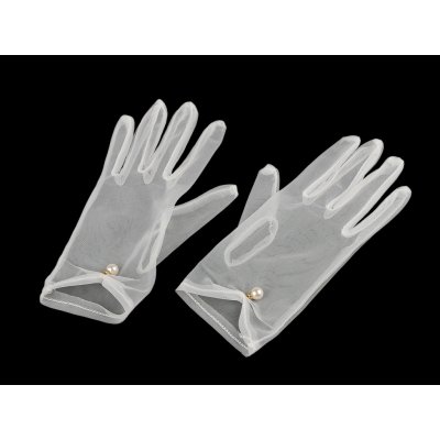 Společenské rukavice tylové s perlou malé bílá – Zboží Dáma