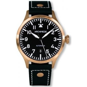 Archimede Pilot 42 A Bronze S Thermisch gebläut Tmavohnědý řemen