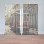 Sablio Záclony Historická červená tramvaj: 2ks 150x250cm – Hledejceny.cz