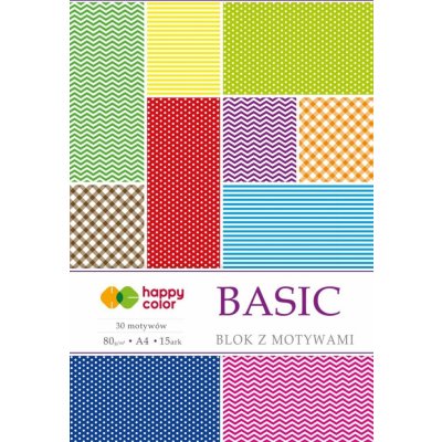 Happy Color Blok se vzorovanými papíry Basic 80g/m2 A4 15 listů 30 vzorů HA 3808 2030 A