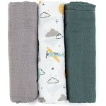 PETITE&MARS bambusová mušelínová Moussy Grey Planes 68 x 68 cm 3 ks – Sleviste.cz