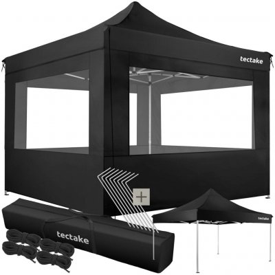 tectake 403154 Skládací pavilon Olivia 3x3 m se 4 bočnicemi černá hliník – Sleviste.cz