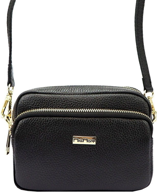 Malá kožená černá crossbody kabelka Mia More no. 062