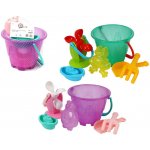 Teddies Sada na písek a k vodě plast kbelík, mlýnek s doplňky v síťce 17x16cm – Sleviste.cz