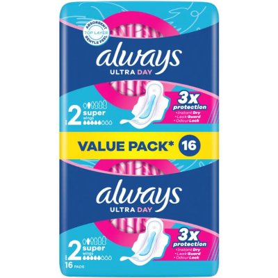 Always Ultra Super hygienické vložky s křidélky a jemnou vůní 16 ks – Zboží Dáma