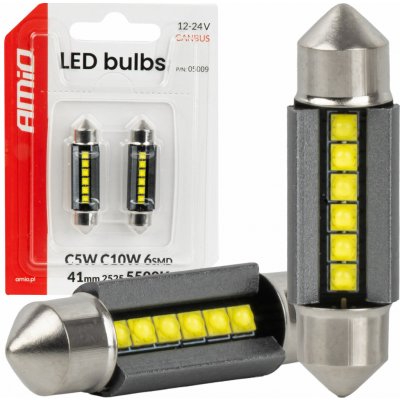 LED žárovky CANBUS 41mm 2525 6SMD White 12/24V AMIO-05009 – Hledejceny.cz
