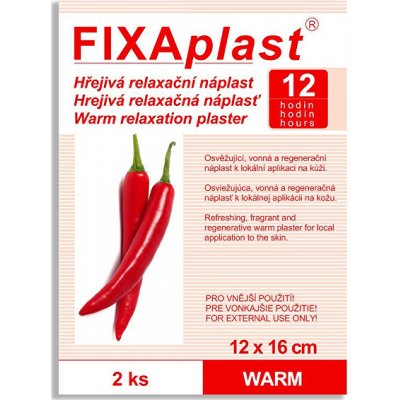 Fixaplast kapsaicinová hřejivá náplast Warm 12 x 16 cm 2 ks od 53 Kč -  Heureka.cz