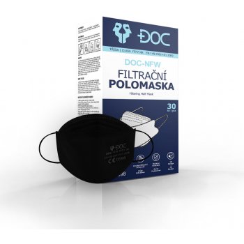 DOC DOC-NFW 3D Polomaska respirátor FFP2 NR Černá 30 ks