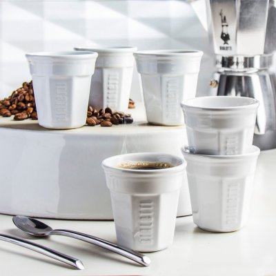 Bialetti Bicchierini bílé porcelánové šálky na espresso 6 x 80 ml