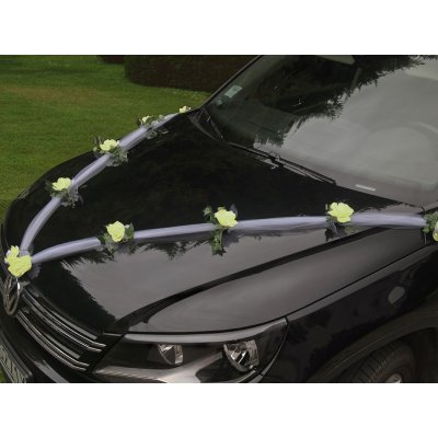 Girlanda na auto - tylová šerpa s růžemi - krémová - 1ks – Zboží Mobilmania