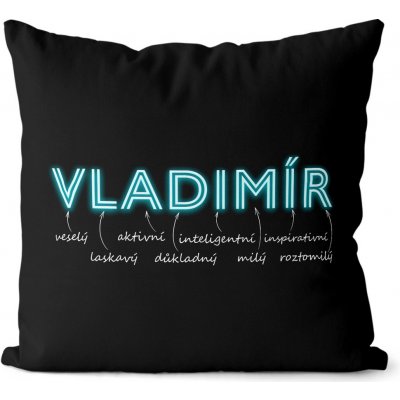 Impar Polštář Mužská jména NEON Jméno Vladimír 55x55 – Sleviste.cz