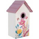 Bílo-fialová dřevěná ptačí budka s květy Birdhouse - 15*10*22 cm - Clayre & Eef – Hledejceny.cz