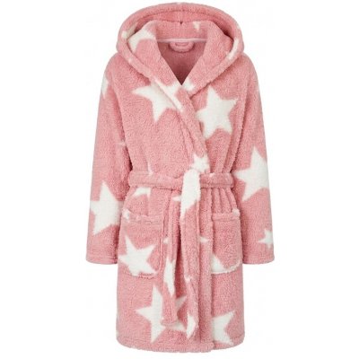 F&F dámský župan s kapucí fleece hvězdy růžový – Zboží Dáma