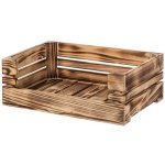 ČistéDřevo Opálená dřevěná bedýnka otevřená 42 x 30 x 15 cm