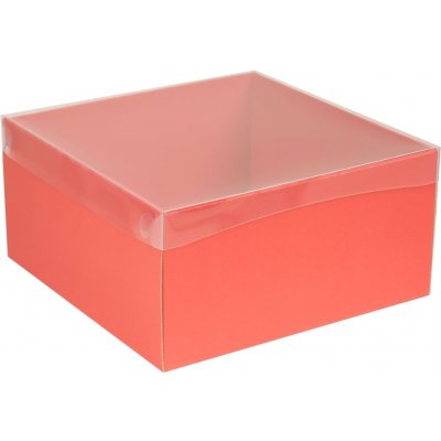 Dárková krabice s průhledným víkem 300x300x150/35 mm, korálová – Zboží Mobilmania
