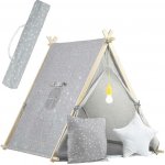 Nukido 740521 Dětský stan teepee s LED lampičkou šedý – Zboží Dáma