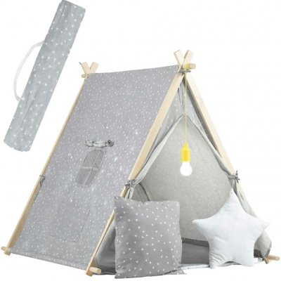 Nukido 740521 Dětský stan teepee s LED lampičkou šedý – Zboží Dáma