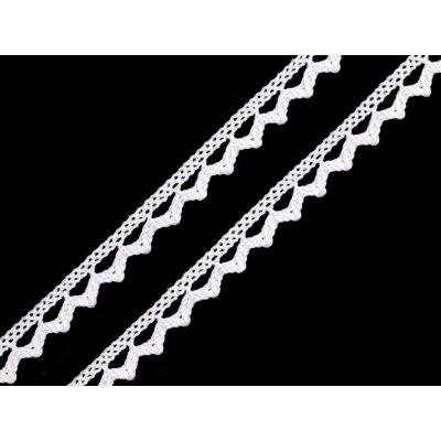 Bavlněná krajka paličkovaná šíře 9 mm, střední, 1 bílá – Sleviste.cz