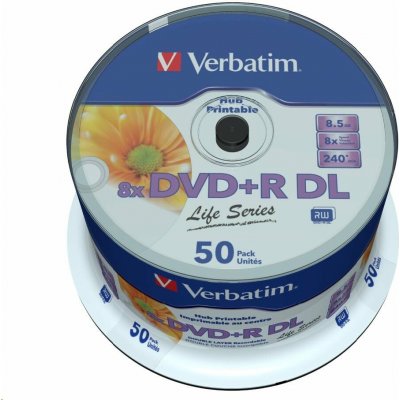 Verbatim DVD+R 8,5GB 8x, printable, spindle, 50ks (97693) – Sleviste.cz