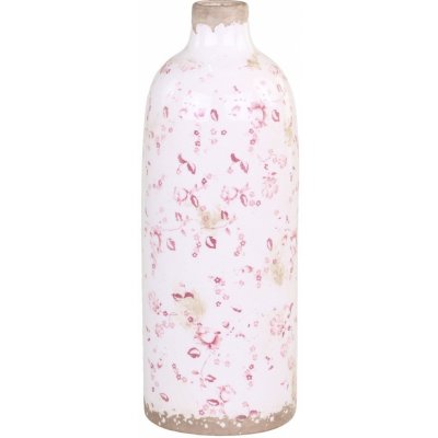 Keramická dekorační váza s růžovými kvítky Floral Cannes - Ø 11*31cm - Chic Antique – Hledejceny.cz