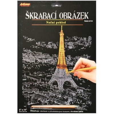 Škrabací obrázek zlatý noční výhled Eiffelka – Zboží Dáma