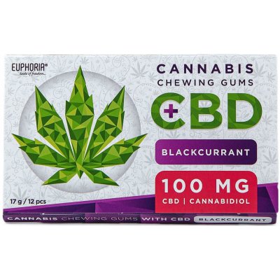 Euphoria Žvýkačky s CBD 100mg Černý rybíz 17 g – Zboží Dáma