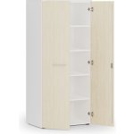 Primo Kancelářská policová skříň WHITE s dveřmi, 1781 x 800 x 500 mm, bílá/bříza – Zboží Dáma