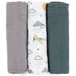 PETITE&MARS bambusová mušelínová Moussy Grey Planes 68 x 68 cm 3 ks – Sleviste.cz