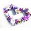 Svatební autodekorace Srdce květinové na auto 42 cm - fialové
