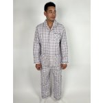 C-Lemon pánské pyžamo dlouhé propínací flanel šedé – Sleviste.cz