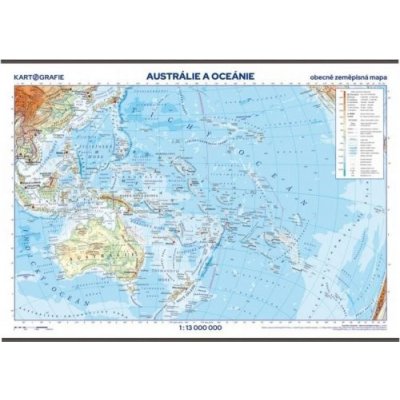 Austrálie a Oceánie - školní nástěnná zeměpisná mapa 1:13 mil./136x96 cm - Kartografie Praha – Zboží Mobilmania