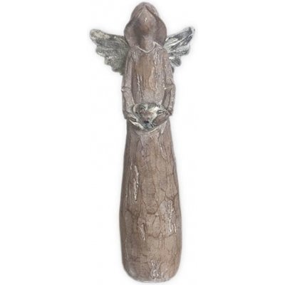 KLIA Anděl polyresin 18cm natural/stříbrná – Zboží Mobilmania