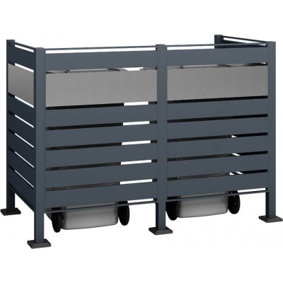 Westmann kovový kryt na popelnice Planum 2 x 240 l antracitová směs 170 x 90 x 120 cm – Zboží Dáma