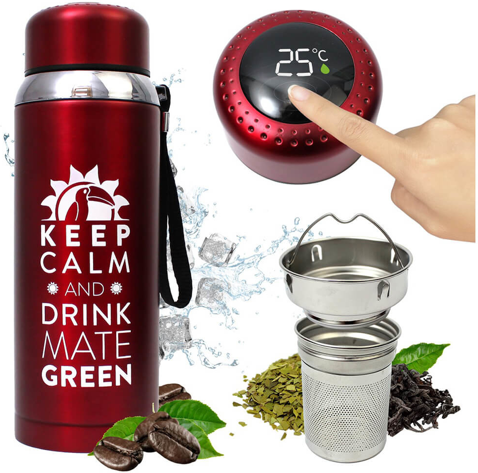 Mate Green Termoska se sítkem a displejem červená 800 ml